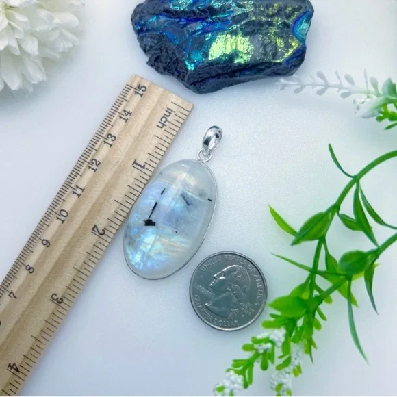๐For A๐ Colorful Flash Oval Rainbow Moonstone Pendant - Picture 12 of 16